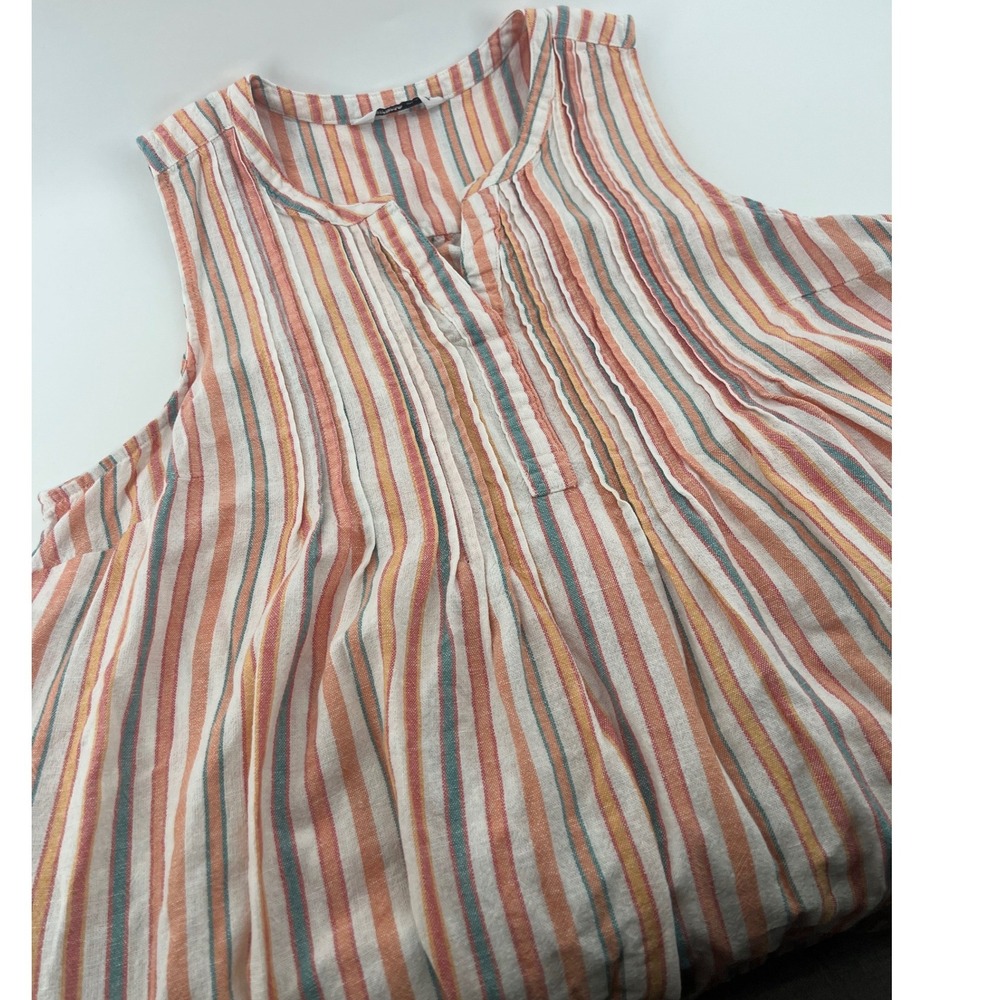 Sonoma Goods For Life‎ Womens XXL Linen Blend Striped Sleeveless Shift Dress